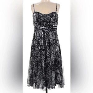 JS Collections Black Fit and Flare Tulle Corset Dress Size 8